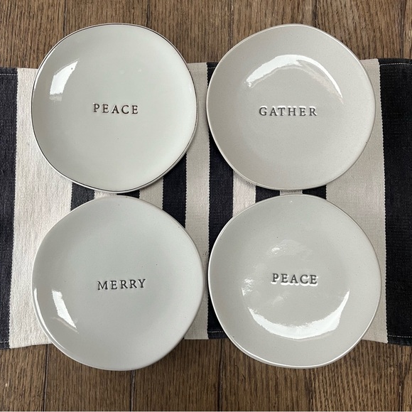Hearth & Hand Other - Hearth & Hand With Magnolia Stoneware Holiday Appetizer Plates Mixed Set of 4